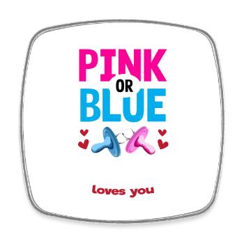 Pink or Blue Sister Loves You Gender Reveal Party - Viereckiger Kühlschrankmagnet - Weiß - Vorne