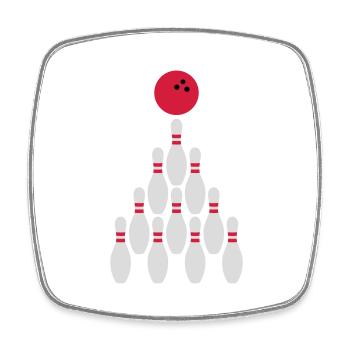 Bowling Kegeln Conception de boules - Magnet carré - blanc - Devant