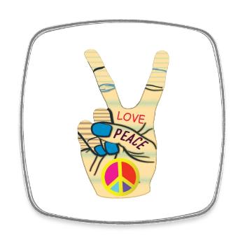 Peace Hand Love - Viereckiger Kühlschrankmagnet - Weiß - Vorne