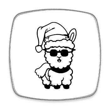 Alpaga Père Noël Cadeau de Noël - Magnet carré - blanc - Devant
