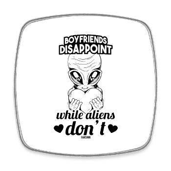 Fille Alien Heart Love Funny Dicton - Magnet carré - blanc - Devant