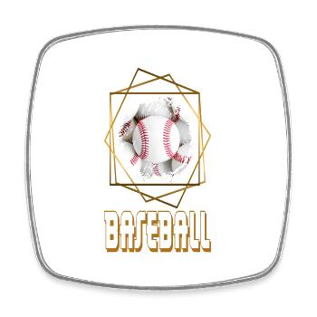 Baseball Ball Gold Spieler USA Sport Vintage Retro - Viereckiger Kühlschrankmagnet - Weiß - Vorne