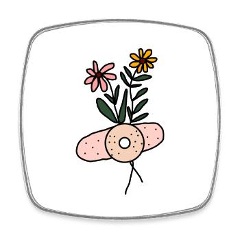 Daisy Bandaged flower plant illustration design. - Square fridge magnet - white - Front