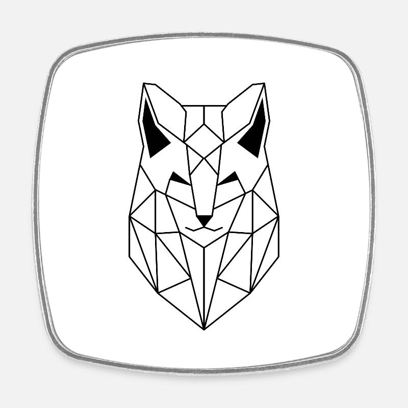 Polygonal Wolf version noire - Magnet carré - blanc