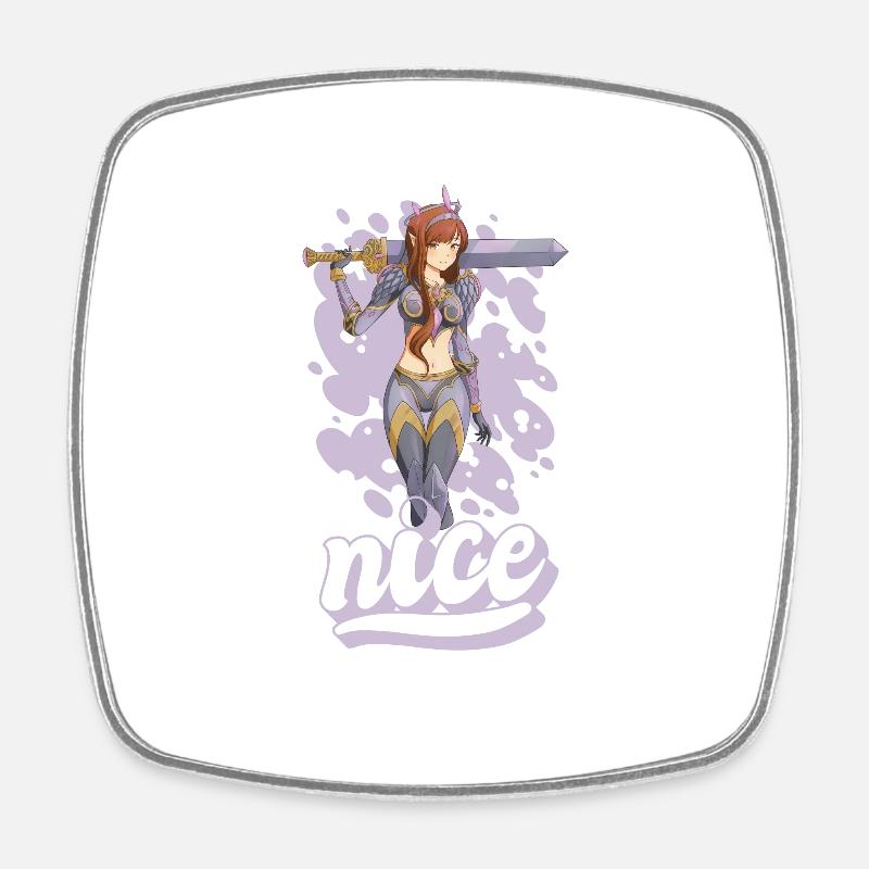 Nice Anime Warrior - Magnet carré - blanc