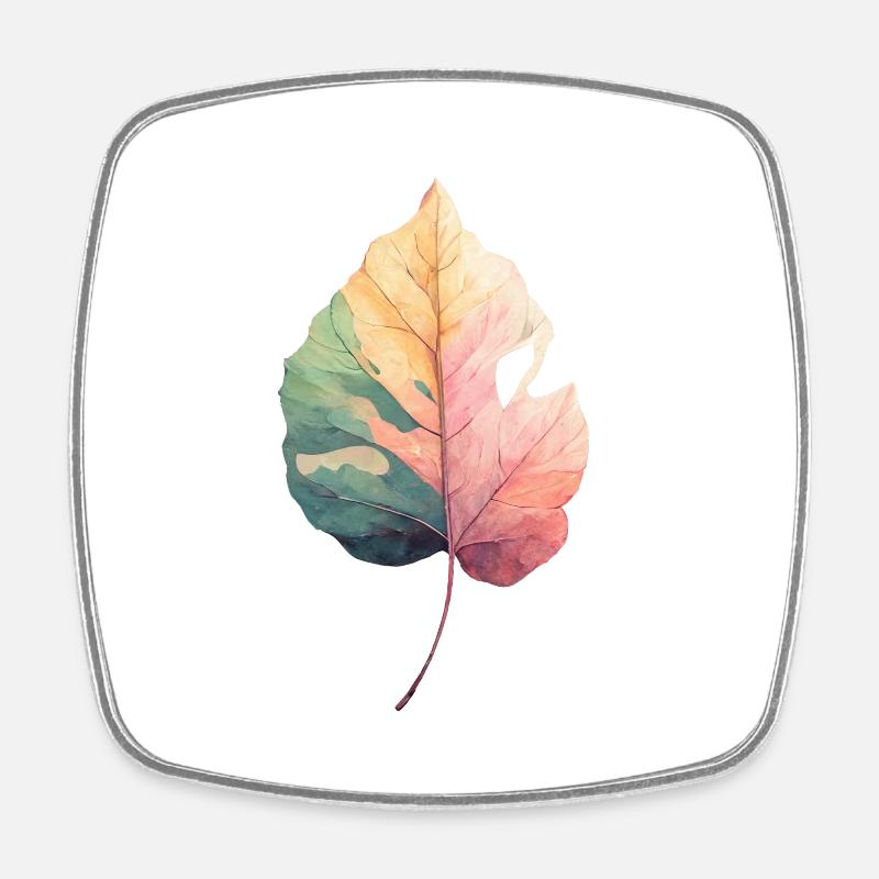 Feuille colorée - Illustration végétale stylisée - Magnet carré - blanc