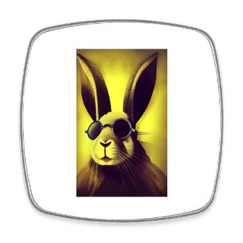 Cool Comic Portrait of a rabbit - Square fridge magnet - white - Front