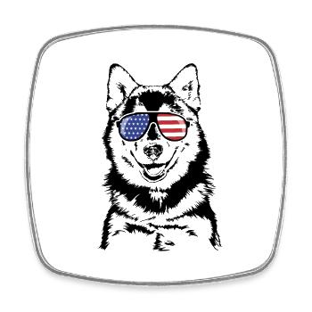 POMSKY America Flag Dogs Wilsigns - Square fridge magnet - white - Front
