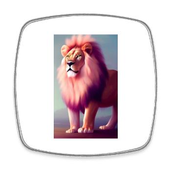Comic Cartoon Drawing of a queer Lioness lion - Square fridge magnet - white - Front