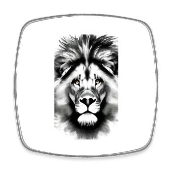 Lion Black and White - Square fridge magnet - white - Front