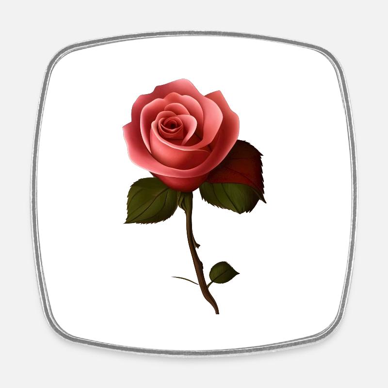 Rose - Magnet carré - blanc