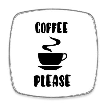 Kaffee bitte - Viereckiger Kühlschrankmagnet - Weiß - Vorne