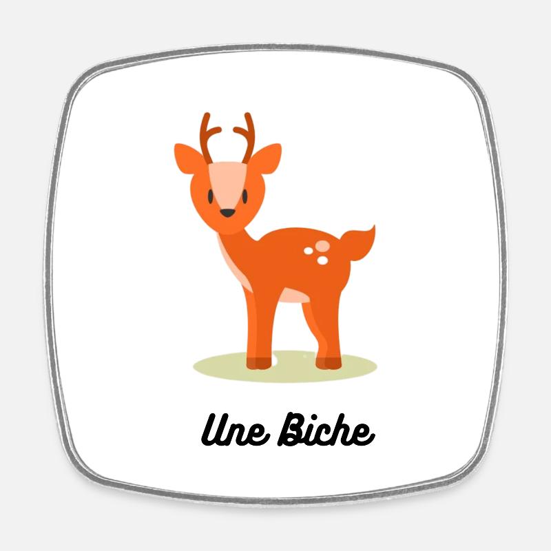 Une Biche - Magnet carré - blanc