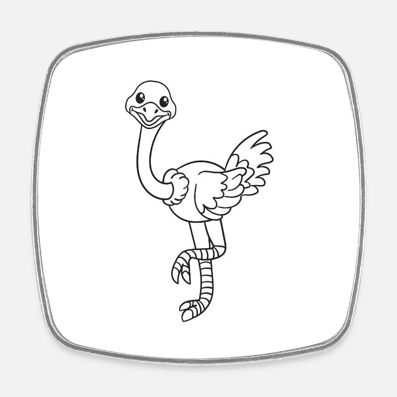Strauß, Vogel Strauß, Geschenk, Geschenkidee - Viereckiger Kühlschrankmagnet - Weiß