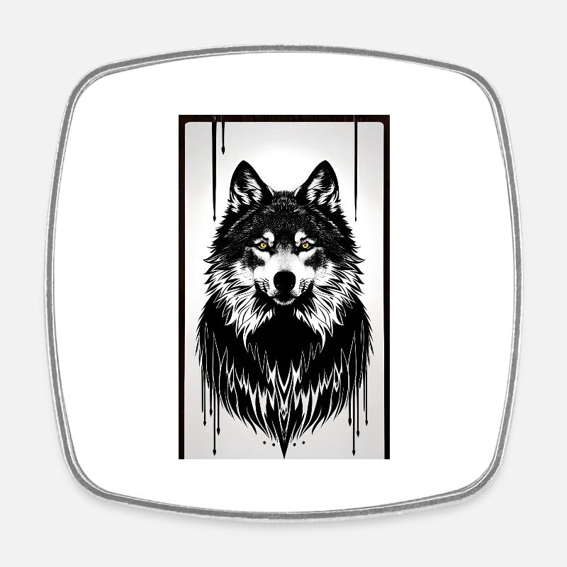 Wolf - Viereckiger Kühlschrankmagnet - Weiß