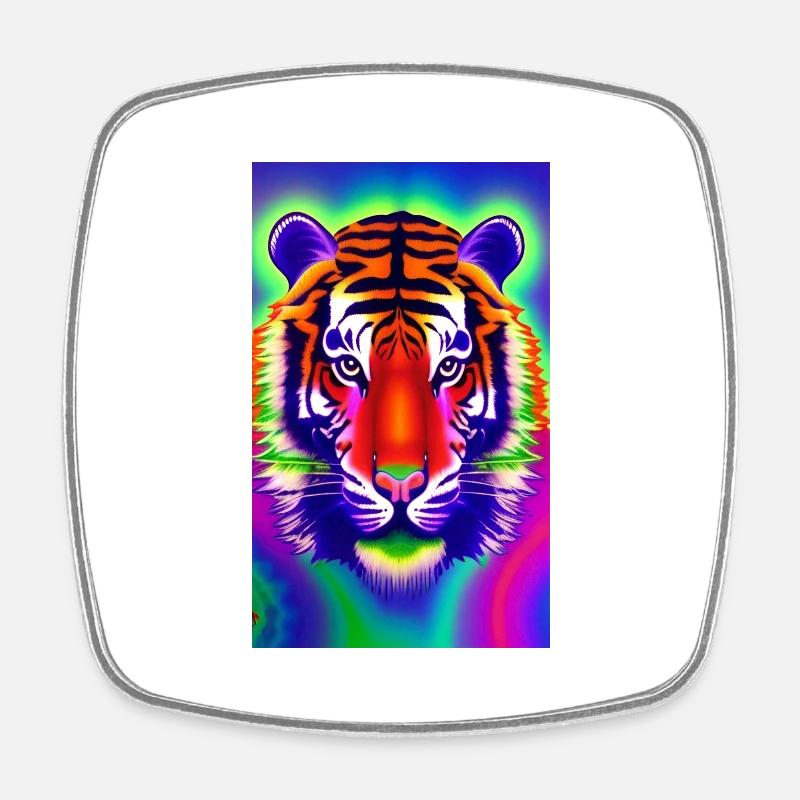 Psychedelic tiger - Square fridge magnet - white