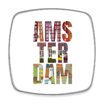 Amsterdam 2 - Square fridge magnet - white - Front