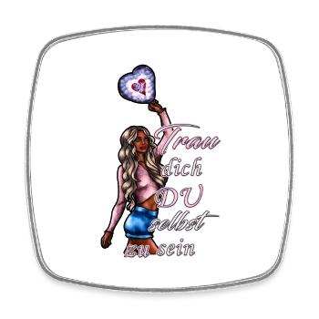Dare to be yourself blonde - Square fridge magnet - white - Front