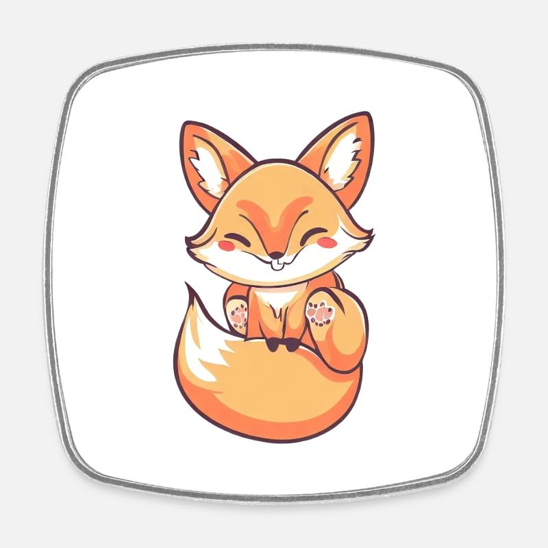 Cute Fox - Square fridge magnet - white