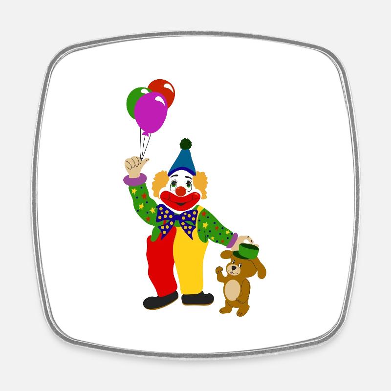 Clown with his dog - Square fridge magnet - white
