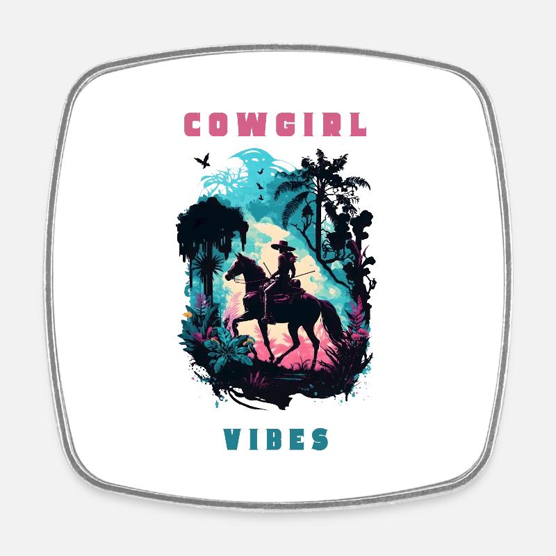Western Vibes - Square fridge magnet - white