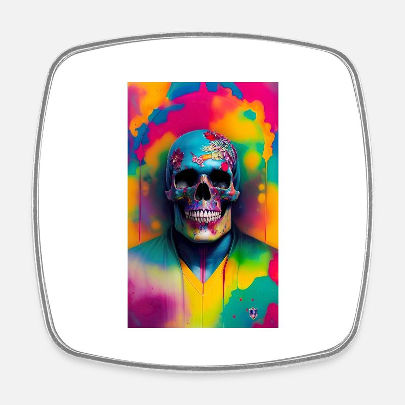 ARTWORK Couleur du crâne - Magnet carré - blanc