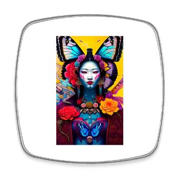 asiastyle woman1 - Square fridge magnet - white - Front