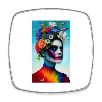ARTWORK Flower Head Rainbow - Viereckiger Kühlschrankmagnet - Weiß - Vorne