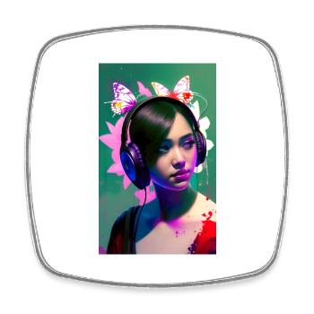ARTWORK Headphones Girl Lea - Square fridge magnet - white - Front