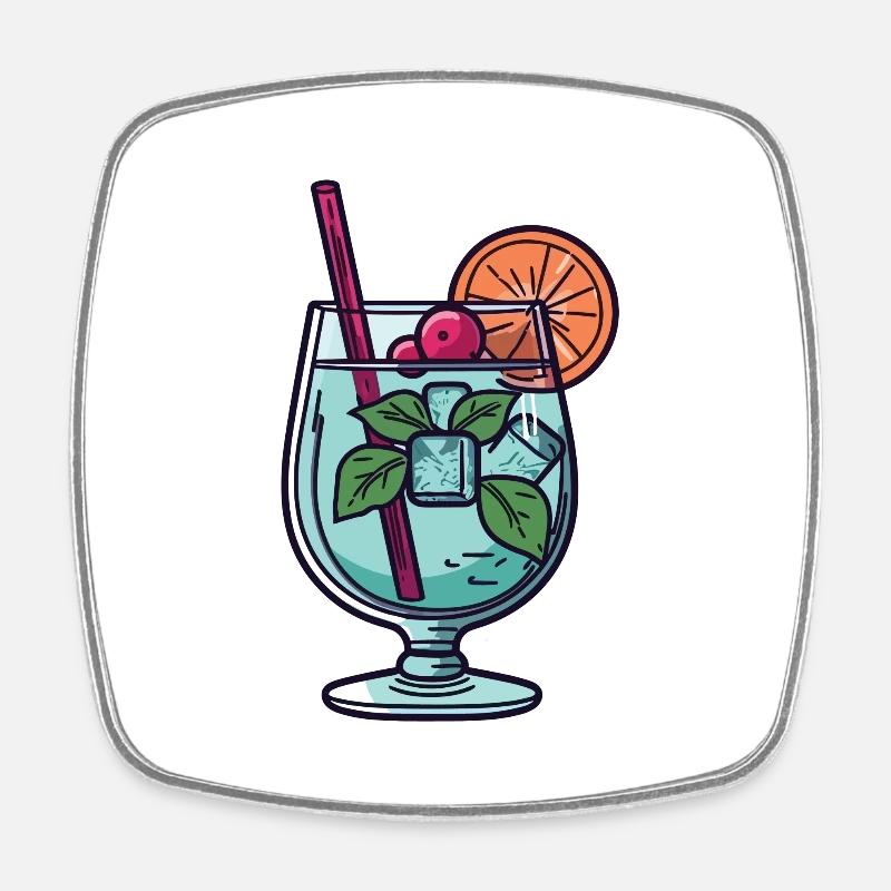 Cocktail - Square fridge magnet - white