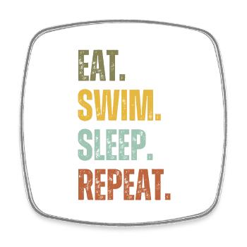 EAT SWIM SLEEP REPEAT - Square fridge magnet - white - Front