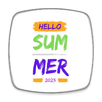 Hello Summer - Viereckiger Kühlschrankmagnet - Weiß - Vorne