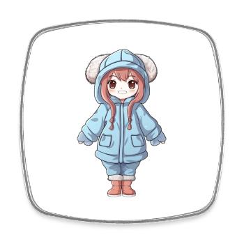 Magical Happiness - The Cute Anime Girl - Square fridge magnet - white - Front