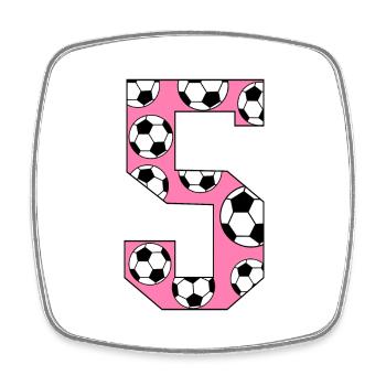 5th Birthday Football Pink - Square fridge magnet - white - Front