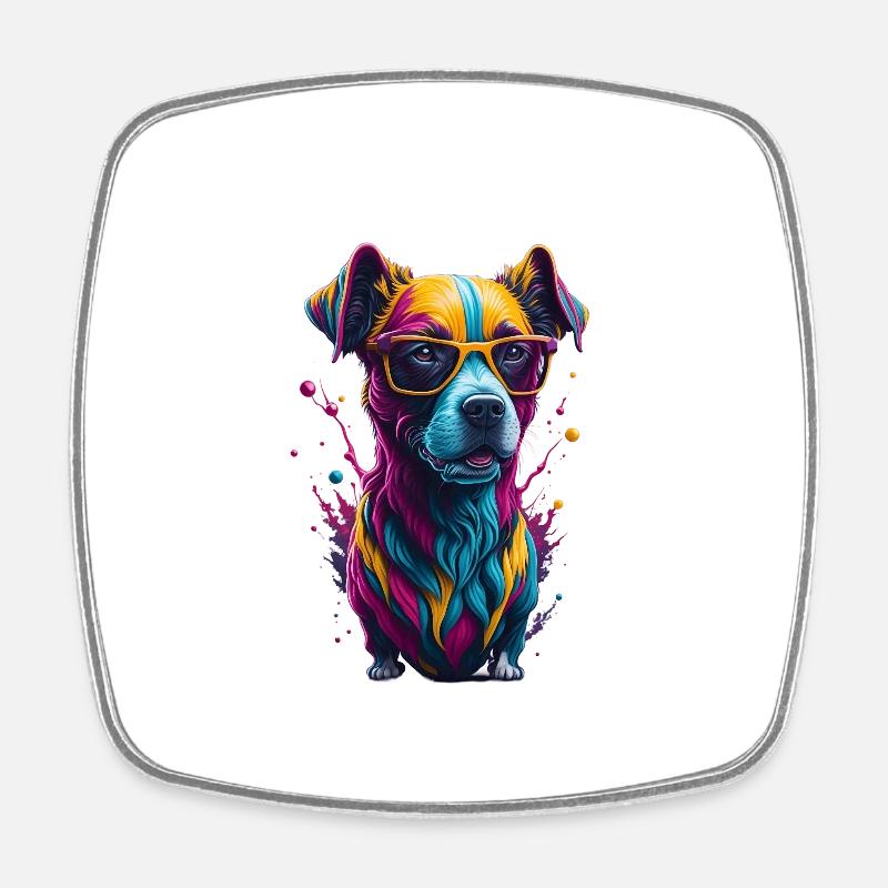 Chien 2 - Magnet carré - blanc