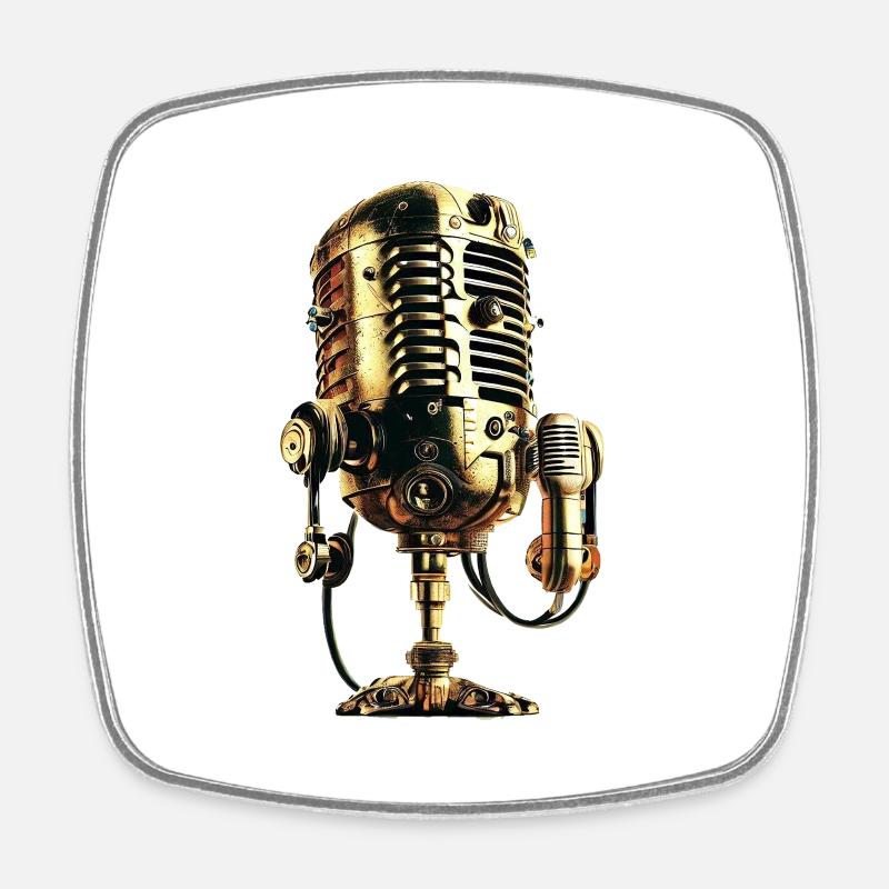 Microphone vintage - Magnet carré - blanc