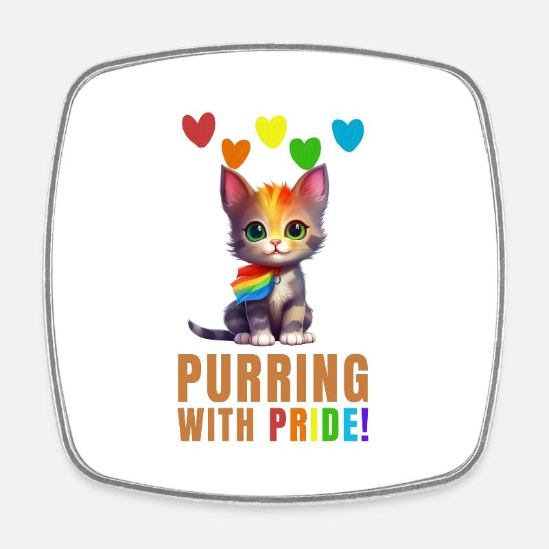Gay pride - purring with pride - Square fridge magnet - white