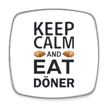 Keep calm and eat kebab funny kebab sayings - Square fridge magnet - white - Front