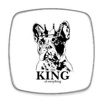 Bouledogue français Roi de tout Chiens - Magnet carré - blanc - Devant