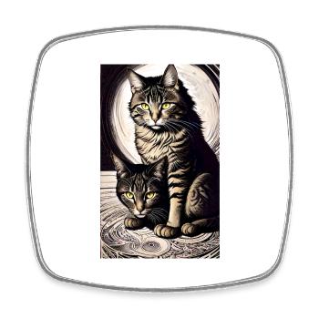 Chat | Animal de compagnie | Fan de chat | mignon | Chaton - Magnet carré - blanc - Devant