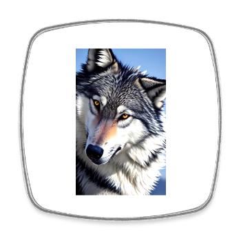 Loup | Prédateur | Chien | Mystique - Magnet carré - blanc - Devant