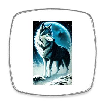 Loup | Prédateur | Chien | Mystique - Magnet carré - blanc - Devant