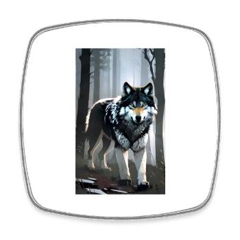 Loup | Prédateur | Chien | Mystique - Magnet carré - blanc - Devant