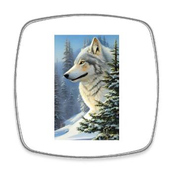 Wolf | Raubtier | Hund | Mystisch - Viereckiger Kühlschrankmagnet - Weiß - Vorne