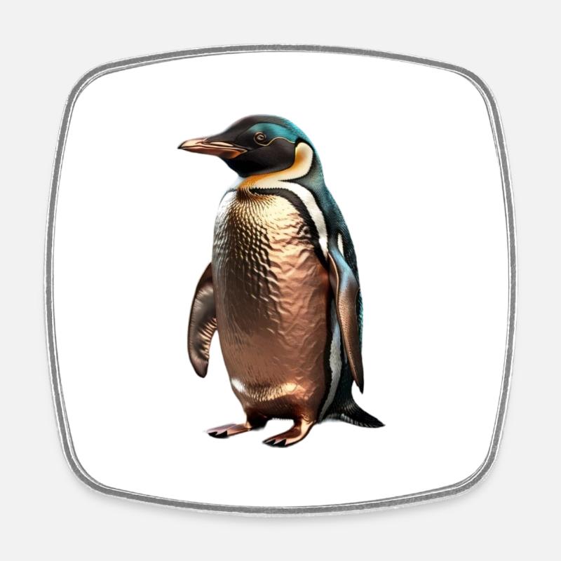 Le Pingouin de Bronze - Magnet carré - blanc