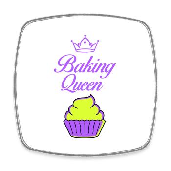 baking queen - Square fridge magnet - white - Front