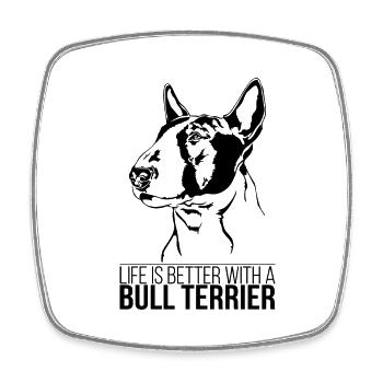 La vie de Bull Terrier est meilleure chienne en disant Wilsigns - Magnet carré - blanc - Devant
