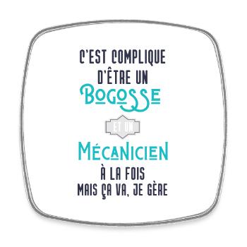 C'est compliqué d'être Bogosse et Mécanicien - Magnet carré - blanc - Devant