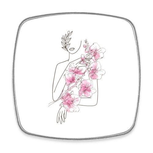 donna con fiori - Calamita quadrata da frigo