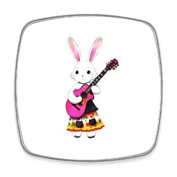 Niedlicher romantischer Hase mit Gitarre - Viereckiger Kühlschrankmagnet - Weiß - Vorne